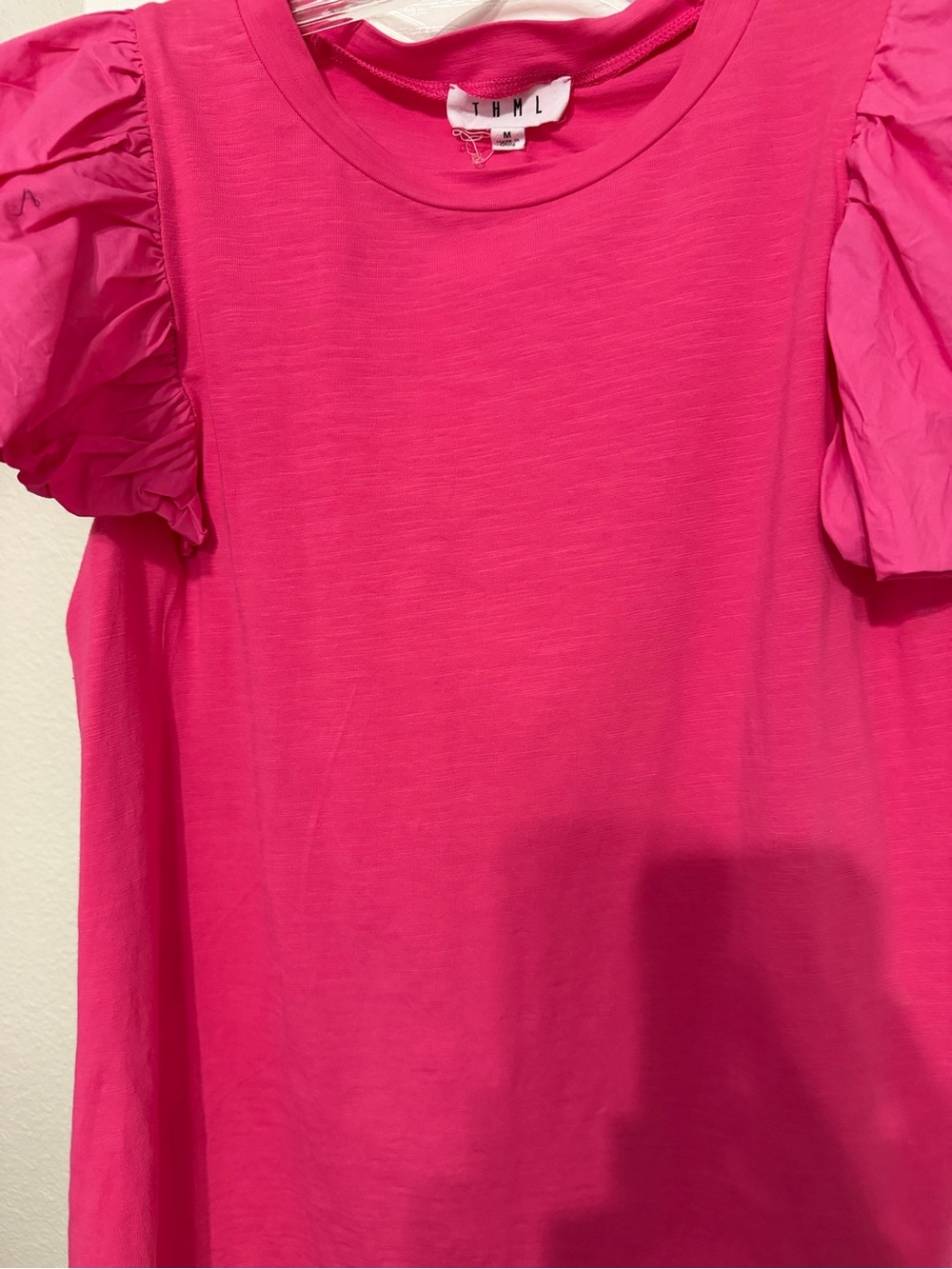 THML Hot Pink Puff Sleeve Women's Top size medium